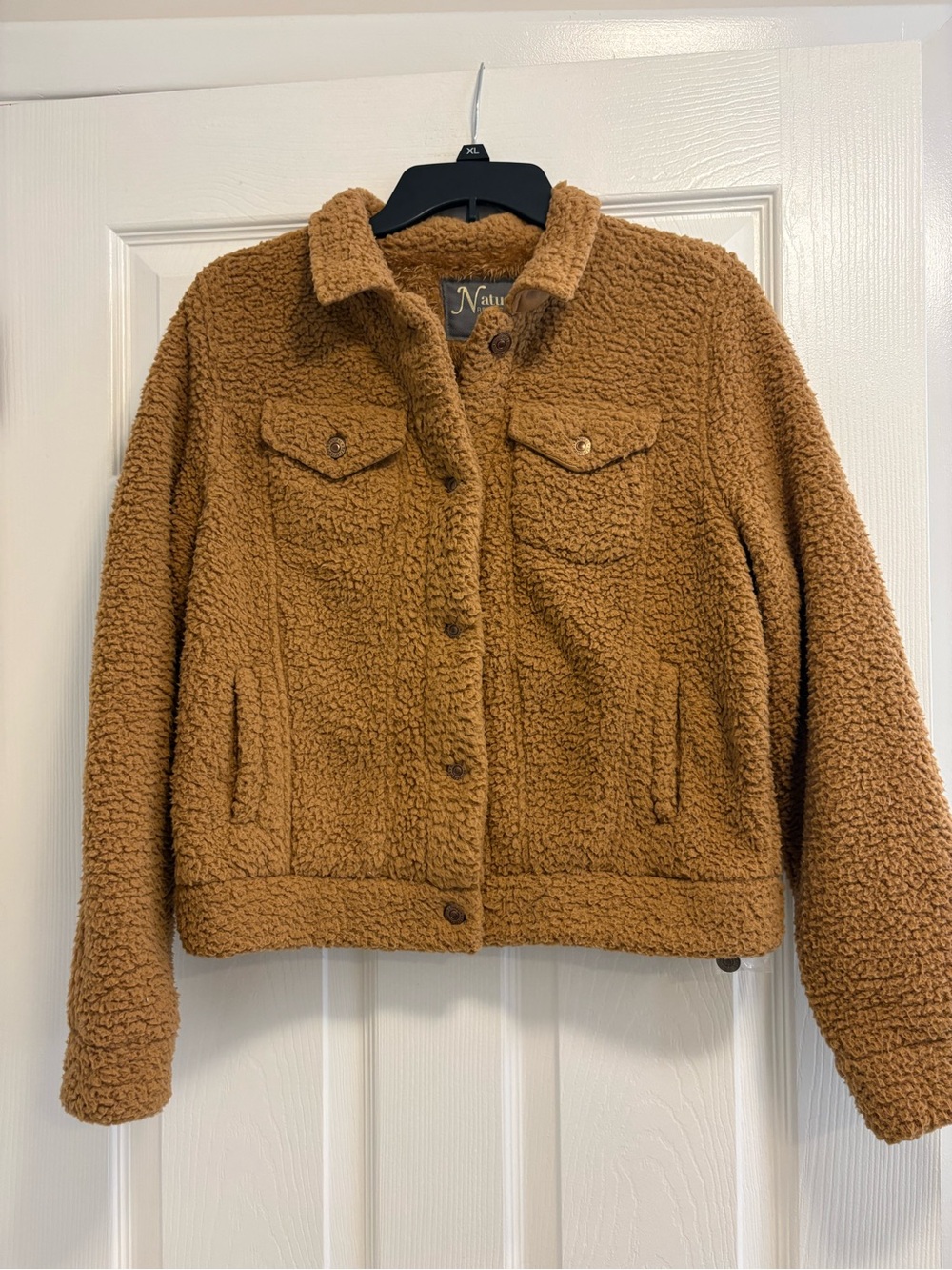 Natural Reflections Sherpa Fleece Trucker Jacket Camel Brown women’s small NWT - Picture 9 of 17